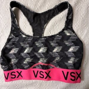 VSX Black and Pink Sports Bra with Racerback Design
